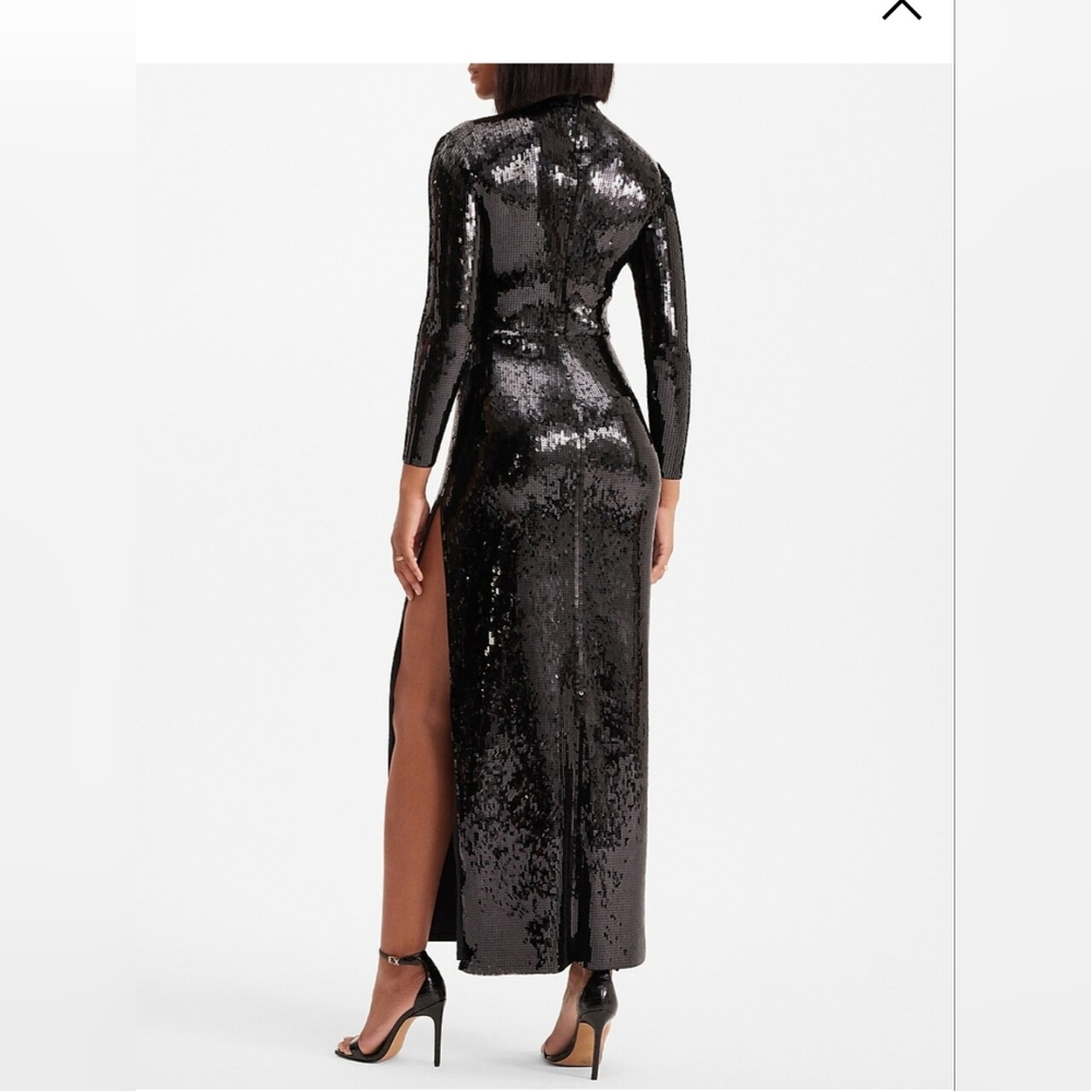 NWT-Express Sequin Mock Neck Long Sleeve Maxi Dress - Picture 4 of 6